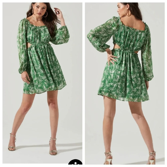 NWT ASTR the label RUFFLE SQUARE NECK SIDE CUTOUT MINI DRESS - Picture 15 of 16